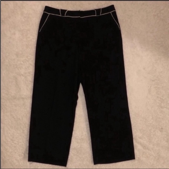 Larry Levine Stretch Pants Black & White Dress Cropped Ankle Size 10 - Picture 10 of 10